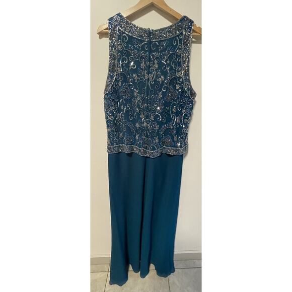 Beaded Gown Blue With Scarf Size Large Vintage - Picture 4 of 16